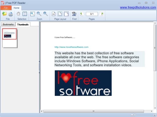 Free PDF Reader- interface