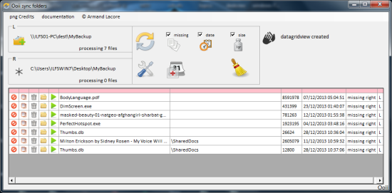 Free Sync Software - Ooii Sync Folders - Interface