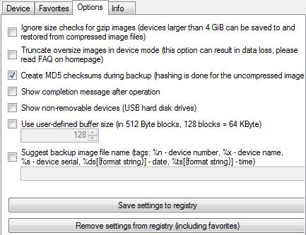 Free USB Image Tool For Windows - USB Image Tool - Saving the settings