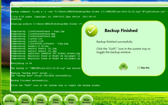 GoPC Backup- backup finished