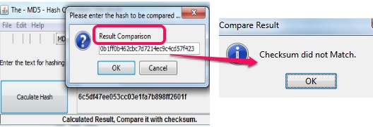 Hash Calculator- results comparison