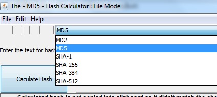 Hash Calculator- select a hash