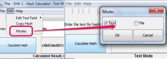 Hash Calculator- select a mode
