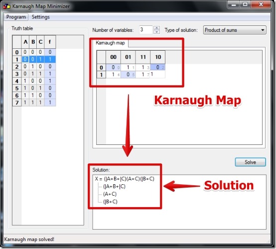 Karnaugh Map Minimizer - Working