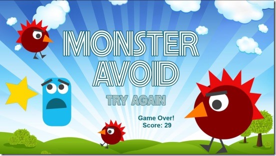 Monster Avoid - game result
