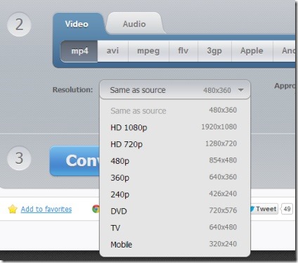 Online Video Converter- select output video format and quality