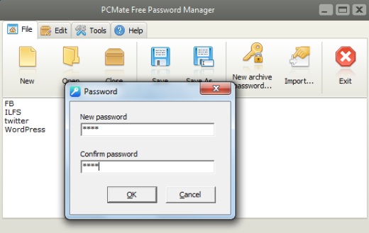 PCMate Free Password Manager- interface