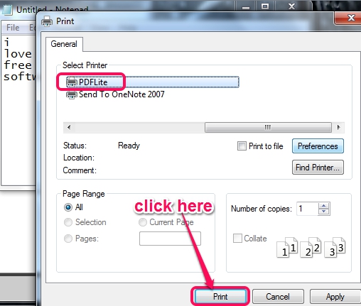 PDFlite- use PDFlite virtual pdf printer feature