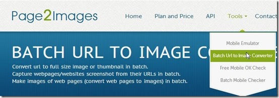 Page2images-batch url to image converter-home page