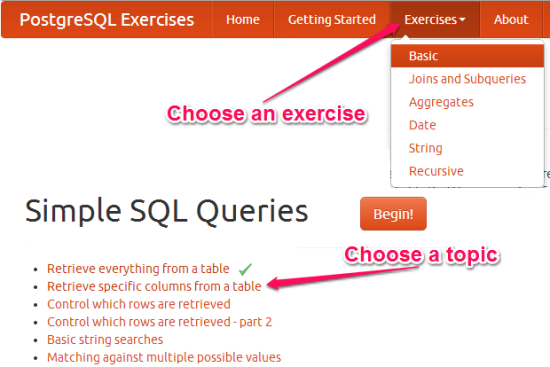 Practice SQL For Free - PostgreSQL Exercises - Getting Started