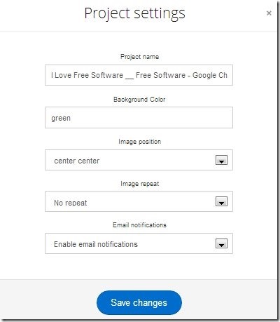 WebProjector - Photo (Project) Settings 