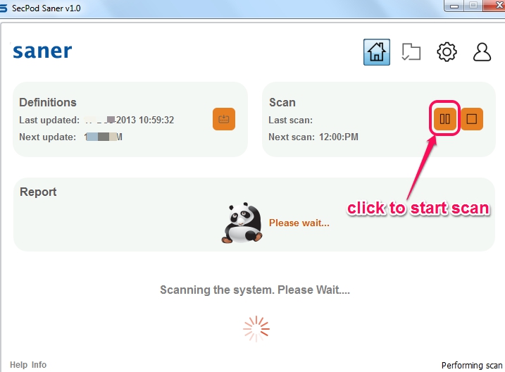 SecPod Saner- start PC scan