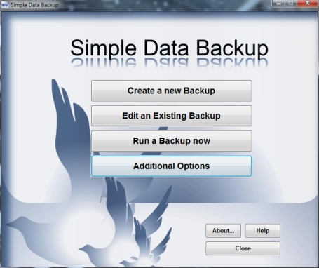 Simple Data Backup- interface