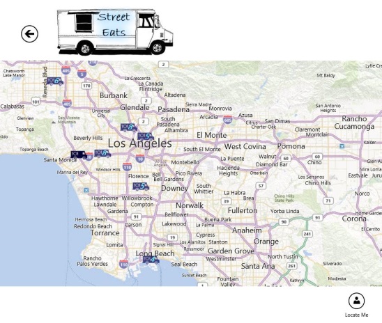 StreetEats - trucks location in Bing map