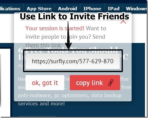 Surfly - Link to invite Friends