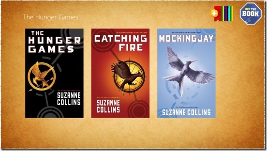 The Hunger Games - main screen (three books)