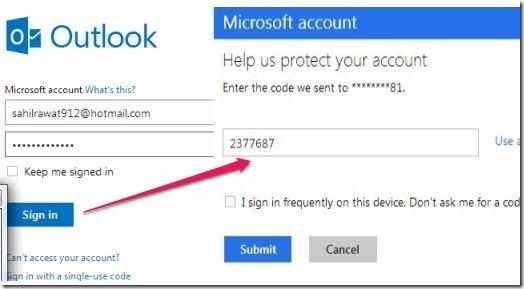 Two Step Authentication in Hotmail
