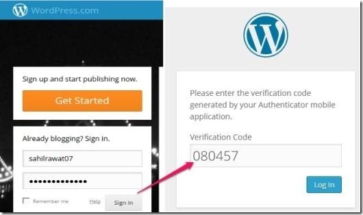 Two step authentication wordpress