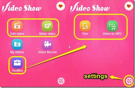 VideoShow interface