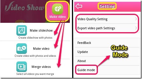 VideoShow options