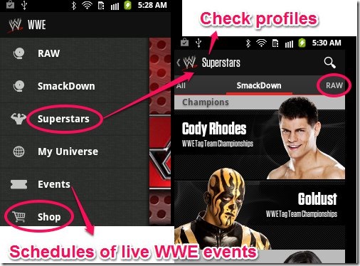 WWE Features