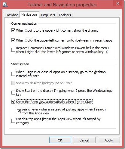 Windows 8 tutorial - switching apps view on