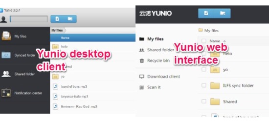 Yunio-free online file storage with 1 TB space