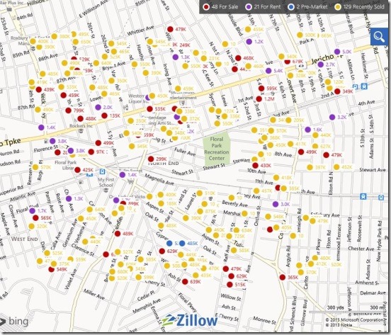 Zillow - homes on Bing map