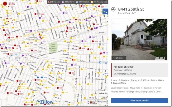 Zillow - one result selected