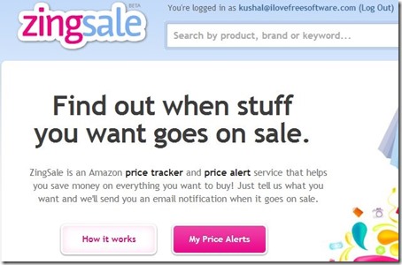 ZingSale-amazon price tracking website-home page