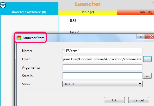 add items to launcher