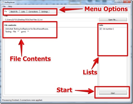 bwReplacer - User Interface 