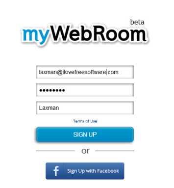 myWebRoom- sign up