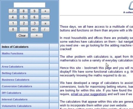online calculaors-online calculators-index