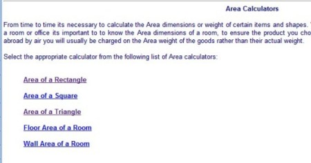 online calculators-online calculators-area calculators index