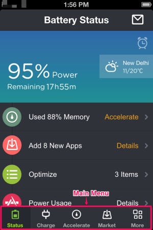 Battery Saver App Main Window