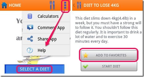 Android app for weight loss diets