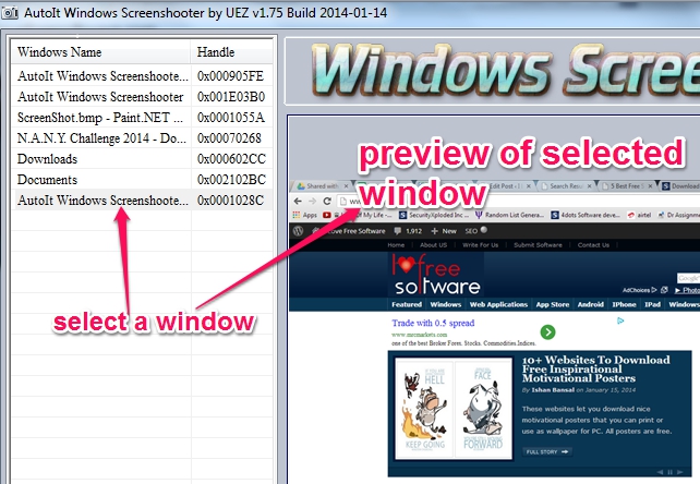 AutoIt Windows Screenshooter- capture an opened window