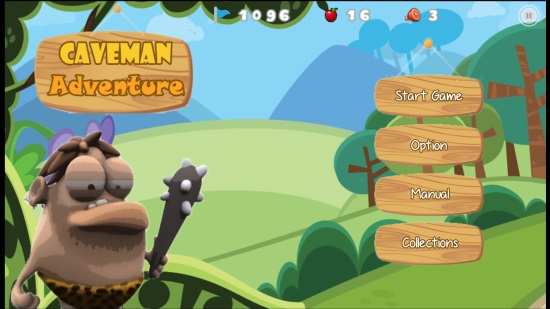 Caveman Adventure- Main screen