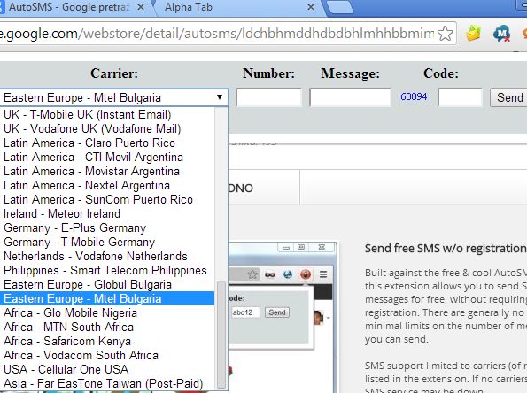 Chrome send sms extenions autosms