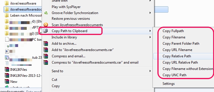 Copy Path to Clipboard- options