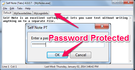 Create Encrypted Notes - Self Note - Interface