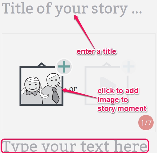 enter title, text, and image to story moment