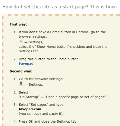 Favepad- add favepad to Google Chrome