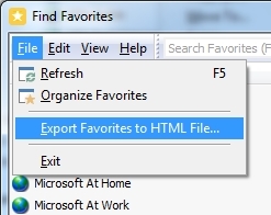 Find Favorites for Internet Explorer - Find Favorites - Export the favorites
