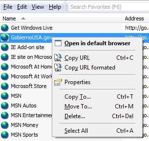 Find Favorites for Internet Explorer - Find Favorites - More Options
