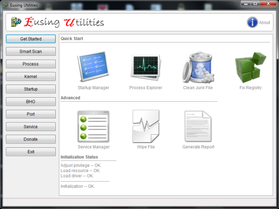 Free System Diagnotic Tool For Diagnostics - Eusing Utilities - Interface