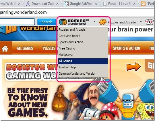 GamingWonderland - search game according to game type