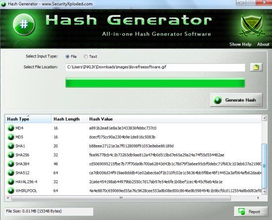 Hash Generator- generate hash values