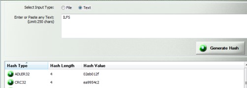 Hash Generator- hash values of a custom text